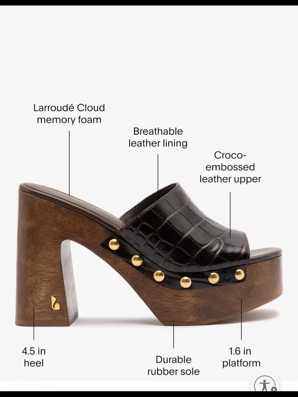 Larroude X Kenneth Cole Black Croc-embossed Platform Mule Sz 9
